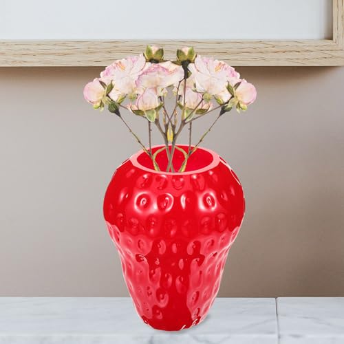 Vase en verre rouge design fraise elegant pour centre de table - 7