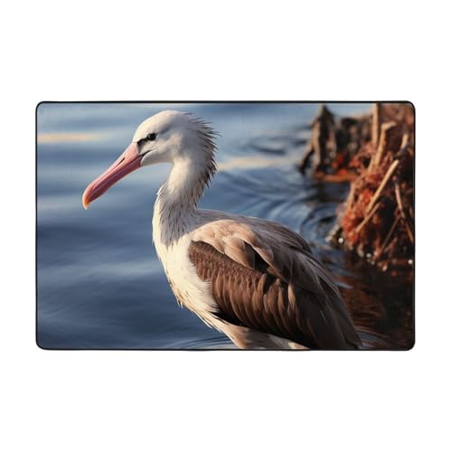 Tapis imprimé oiseau dans le lac style ferme pour salle à manger