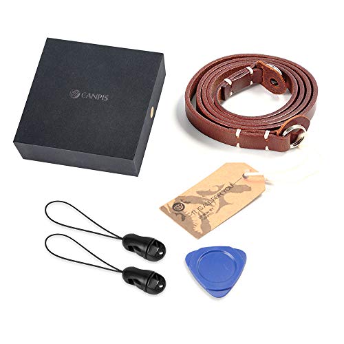 Canpis Genuine Leather Camera Neck Shoulder Strap Compatible With Fujifilm Sony Olympus Panasonic Lecia Canon Nikon Mirrorless Compact Cameras (Brown, Retro Style, Slim Belt) #TOP6