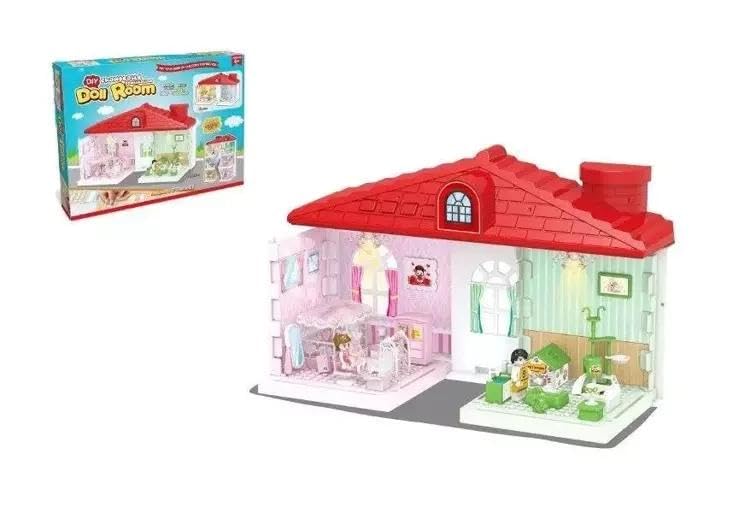 Maison de poupée avec accessoires en bois pour enfants