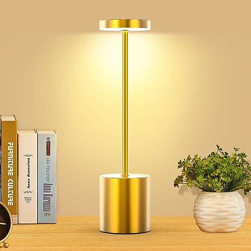 Consejos para Comprar Lamparas de mesa los 5 mejores. 49 Lámpara de mesa sin cable, lámpara de escritorio portátil, 3 colores regulable para restaurante, camping, dormitorio, comedor, exterior