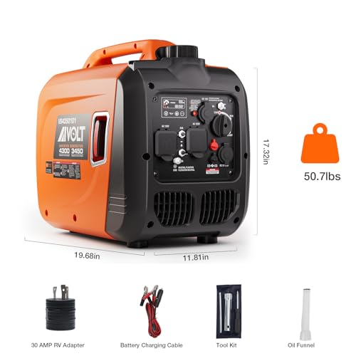 AIVOLT Inverter Generator 4300W Gas Powered Portable Super Quiet Outdoor Generator RV Ready for Camping Tools and Home Use, EPA Compliant 9 AI VOLT Generator Website 41YpuHsRYoL. SL500 AI VOLT Generator Website