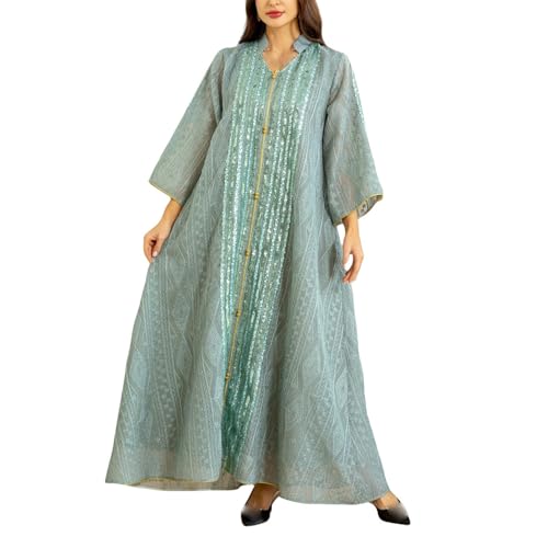 Robe musulmane Dubaï brodée de paillettes avec patchwork de haute qualité