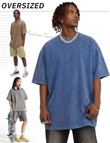 Image of Arssm Men Oversized T Shirts Vintage Tee Loose Fit Short Sleeve Casual Streetwear Baggy Washed Unisex Tops