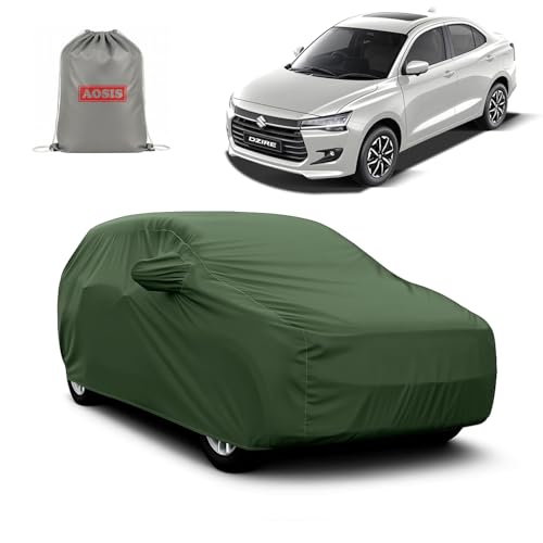 Image of AOSIS 'Waterproof' Car Cover Compatible with Maruti Suzuki Swift Dzire Lxi /VXI /Zxi /Zxi Plus /Old /New /2008-2025 Year Model 300 GSM Uly Coated Thick Fabric 4X4, Adjustable Belt Buckle, Elastic Grip