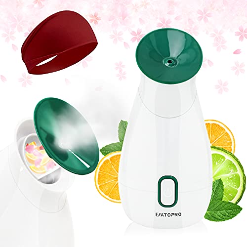 Facial Steamer, 2021 Newest EFATOPRO Nano Ionic Face Steamer with Warm Mist, Fruit & Vegetable and Essential Oil Steamer for Moisturizing Pores Cleansing, Humidifier Face Spa Steamer