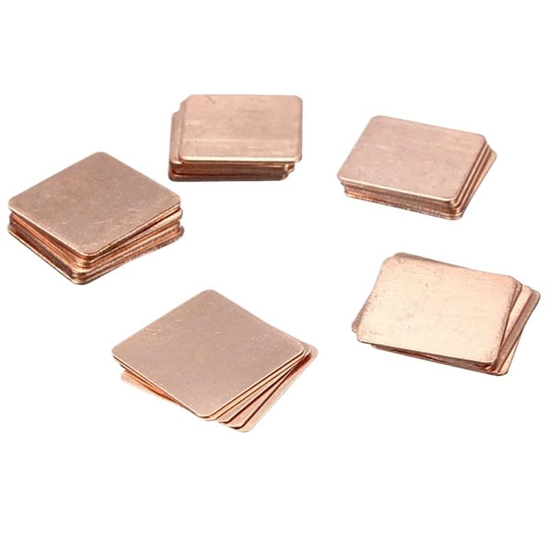 5pcs 0.3mm-2mm 99% Red Copper Shim Heatsink Thermal Pad Copper Sheet Laptop Chip Computer 's Component Heat Dissipation(15x15x2.0mm)