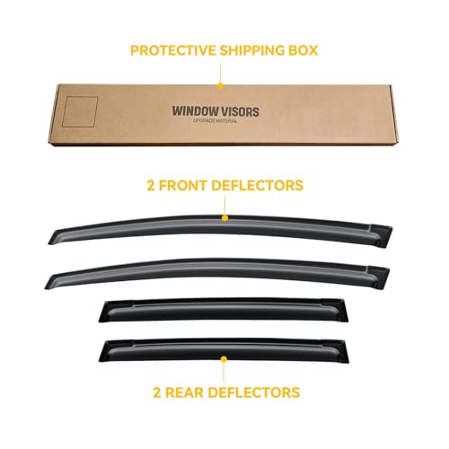 Image of Window Visor for Honda Fit 2009-2014, Out-Channel Rain Guards Shields Vent Deflector Shade Wind Dark Smoke 2010 2011 2012 2013, Tape-On Outside-Mount, 4PCS