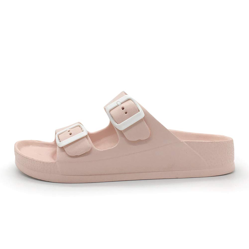 Luffymomo Adjustable Slip on Eva Double Buckle Slides Comfort Footbed Thong Sandals for Womens