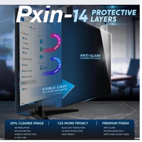 Image of Pxin Laptop Pro Privacy Guard compatible with 13.3 Inch (16:10) Laptop | Privacy screen protector | Anti Glare | Anti Spy Screen | Reduces blue light | Eye Protection