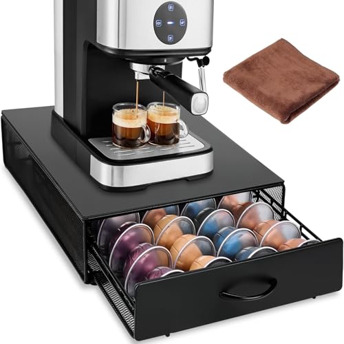 WUSUPU Soporte para Cápsulas de Café,Soporte Organizador,Dispensador Capsulas Compatible,Cajón para Almacenar Cápsulas,Soportes para Cápsulas de Café para 40 Cápsulas Vertuoline