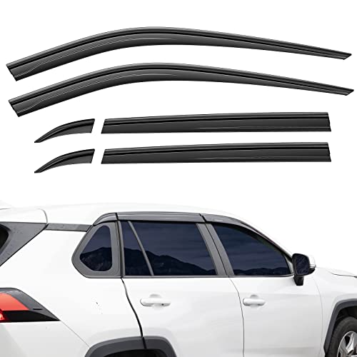 Aclong Rain Guards Fit For Toyota Rav4 2019-2023 Extra Durable Tape-On Side Window Vent Visor Deflectors Rain Guards Compatible With Toyota Rav4 2019 2020 2021 2022 2023, 6-Piece Set #TOP7