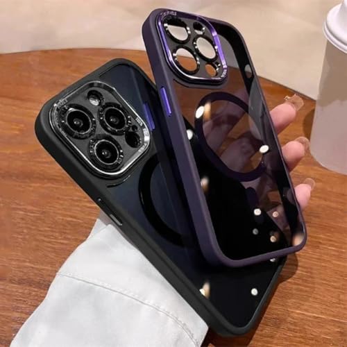 Protection magnétique métal iPhone 16 étui rigide transparent