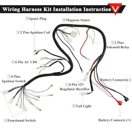 Image of PRO BAT ATV Electric AC Wiring Harness Kit with Full Copper Wire | for 150CC 200CC 250CC 300CC Engine Go Kart ATV Pit Dirt Quad Bike Lifan Loncin Zongshen YX
