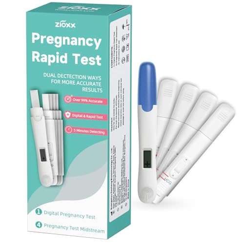 Image of ZIOXX Digital Pregnancy Test Combo Pack, 1 Digital Pregnancy Test + 4 Rapid Early Detection Pregnancy Test Sticks for Women, 6 Days Sooner Detection and Over 99% Accurate Pregnancy Test, 5 Ct