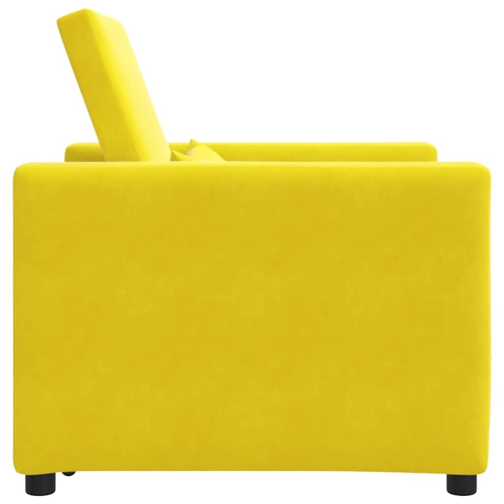 Sofá cama extensible individual con ruedas, terciopelo amarillo, marco de acero, convertible 3 en 1 como sillón, sillón reclinable y cama, tamaño compacto para sala de estar y habitación de