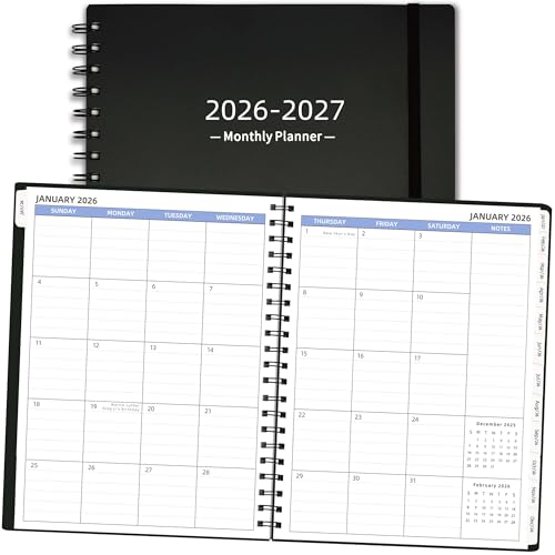 2026-2027 Monthly Planner (7.6'' x 9.6''), from Jan 2026-Jun 2027, 18 Months Calendar 2026 Planner, Agenda Book with Tabs & Pocket, Black