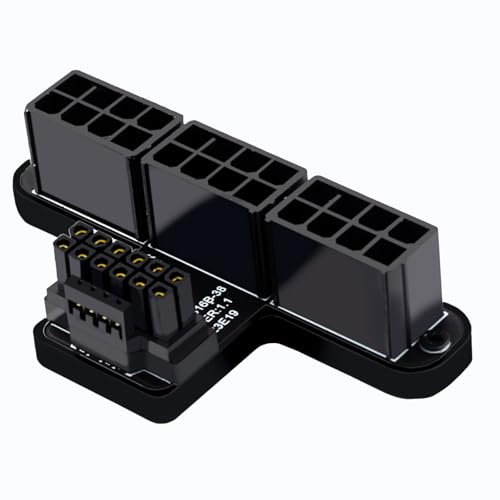 WLGQ ATX 3.0 12VHPWR 16Pin (12+4p) to 3X 8-Pin PCIe 5.0 Graphics Card Power Adapter, 600W,180 Degree Aluminum Alloy (B Type/Black)