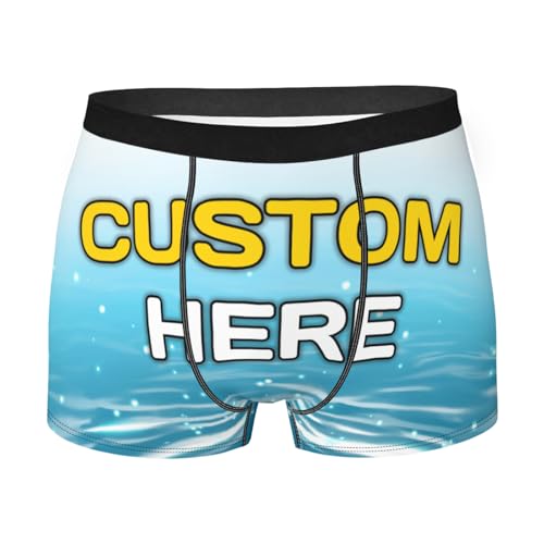 Custom Men Boxer Briefs Personalized Underwear Add Your Photo Text Logo Breathable Men Boxer Shorts for Husband Boyfriend Birthday Gifts Multicolor