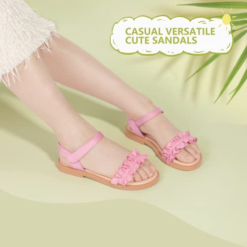 Image of PANDANINJIA Girls Sandals, Open Toe Cute Bow Princess Girls Flats, Sparkly Summer Dress Shoes Sandals for Toddler /Little Kid /Big Kid