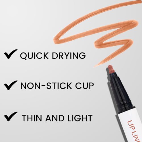 Image of evpct Longwear Liquid Lip Liner Stain Marker Pen Long Lasting Waterproof, Nude Brown Matte Semi Permanent 24 Hour Lip Liner and Lipstick Combo, Korean Color Stay Lipliner All Day, Lips Stain peel off