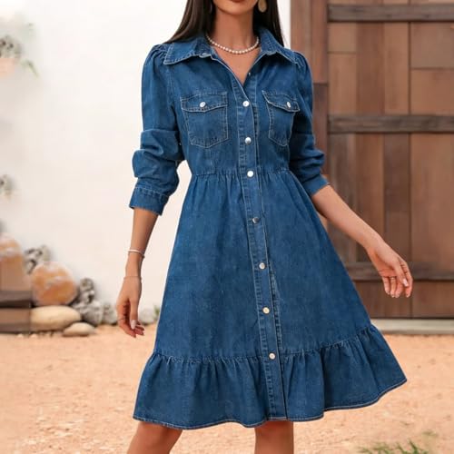 Robe denim manches longues parfaite pour un look décontracté chic