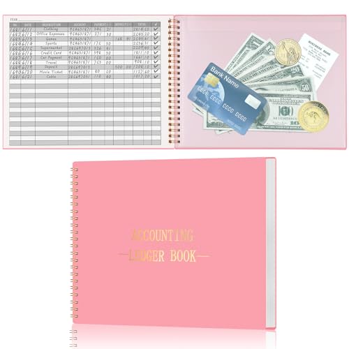 HAUTOCO Accounting Ledger Book for Small Business Bookkeeping Home Budget Tracking with 2 Storage...