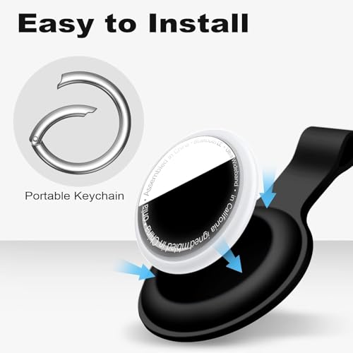 حافظة مفاتيح وبطاقات سيليكون بحلقات وسلاسل لمتابعة العناصر واكسسوارات إضافية، متوافقة مع معظم حافظات البطاقات، (لون أسود)