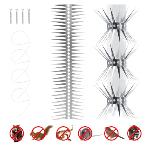 Bird Spikes - Stainless Steel Fence Spikes for Pigeons, Raccoons, Snakes - Deterrent Defender (60inch)