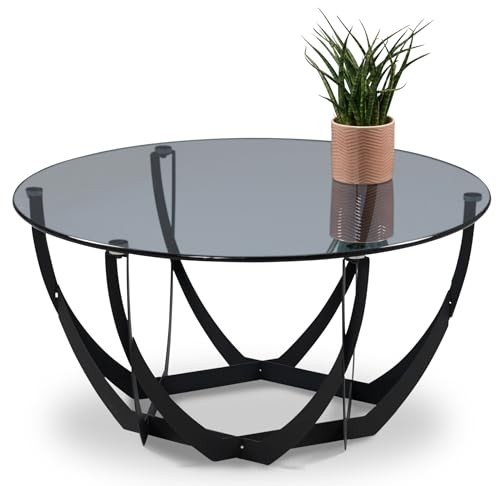 Table basse de salon de qualité supérieure Maya 2 en verre noir M2 - 2
