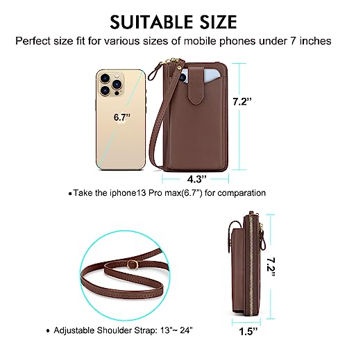 Image of Peacocktion RFID Crossbody Wallet Purse for Women Small Travel Cell Phone Purses Trendy Vegan Leather Bags with Card Slots