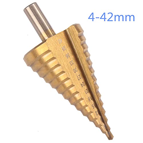 High Speed Steel Step Drill Bit, 4-42mm Titanium Step Drill Multiple Hole Stepped Up Cone Bit for DIY Lovers