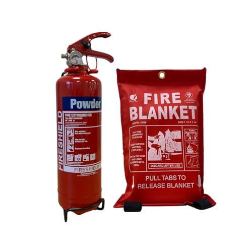 FireShield Home Safety Pack, 1kg Dry Powder Fire Extinguisher &