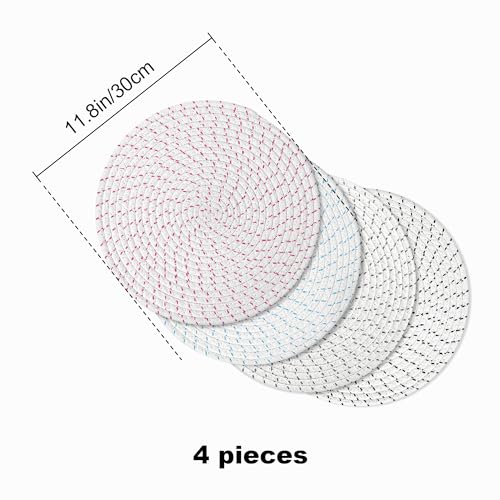 fanquare Christmas Placemats, Washable Round Weave Braided Table Mats 30cm, Heat Resistant Non Slip Woven Table Mats - Image 4
