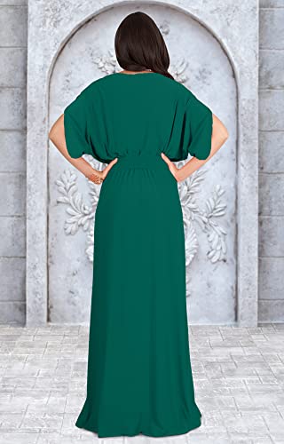 Image of KOH KOH Womens Long Semi-Formal Short Sleeve V-Neck Floor Length Maxi Dress Gown