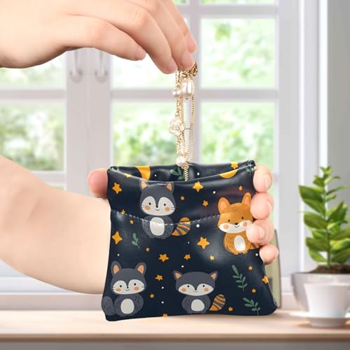 Coin Purse for Women Moon Raccoon Coin Pouch Change Holder PU Leather Mini Wallet Portable Coin Bag Money Pocket4