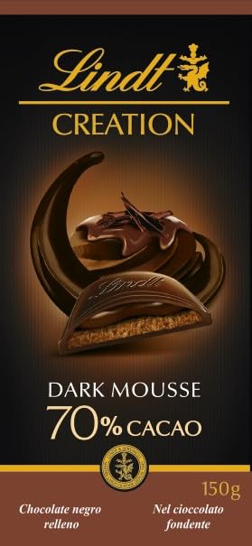 Lindt Creation Tableta de Chocolate Negro 70% Cacao, con Relleno de Mousse, 150g
