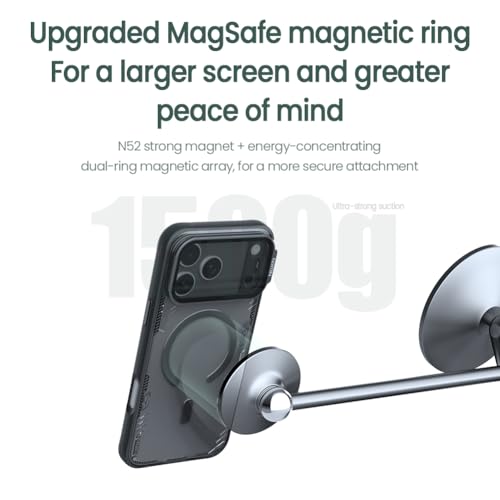 Image of PRITO Nilkin Magnetic Case for iPhone 17 Pro, Shockproof Protection with MagSafe, Never Yellowing and Biodegradable Material, with Stand & Transparent Camera Lens Cover (Brown, iPhone 17Pro)