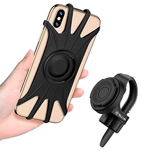 TELLUR Uchwyt na telefon komórkowy do roweru, uniwersalny uchwyt do motocykla lub roweru, obracany o 360 stopni, regulowany, uchwyt na telefon do 6,5 cala, czarny