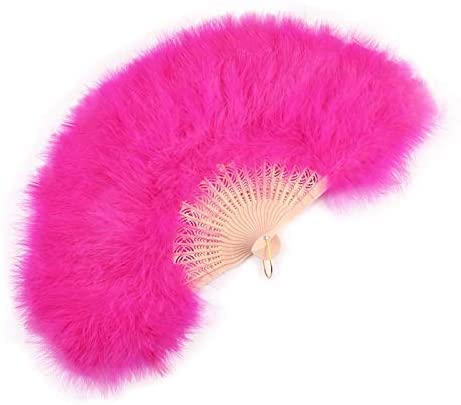 HirrWill Grand éventail à plumes Marabout 9 couleurs 58,9 x 30,5 cm pour danse, fête, mariage, décoration de bouquet de mariée, Rose Cover
