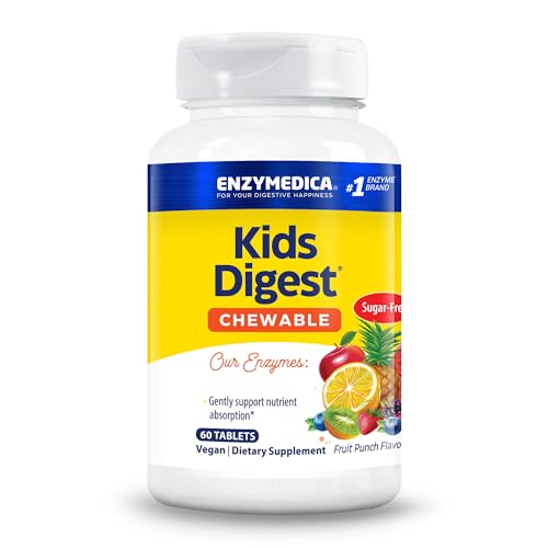ENZYMEDICA - Kids Digest (60 Chewable Tablets) | Fruit Punch Flavour | Digestive Enzymes Supplement | Digestive Enzyme Blend for Children, Nutrient Supplement, Gut Health Supplement, Vegan, Dairy Free