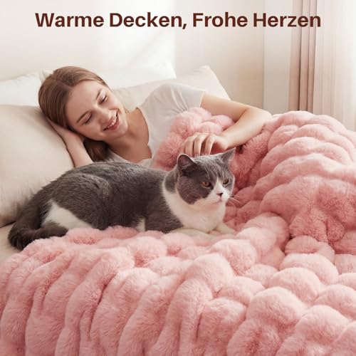 Kuscheldecke Kaninchen Plüsch Decke Super Soft Wohndecke Dick 1000 G/M² Flanell Decke Couchdecke Warme Überwurfdecke Sofadecke Vielseitig… – Ansicht 5