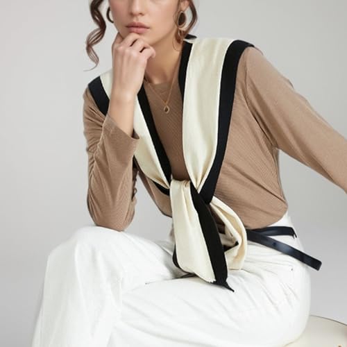 Chevara Women’s Casual Y2K Shawl Wraps Knitted Tie Up Knotted Shoulder Cape Fashion Shawls Scarf Cape2