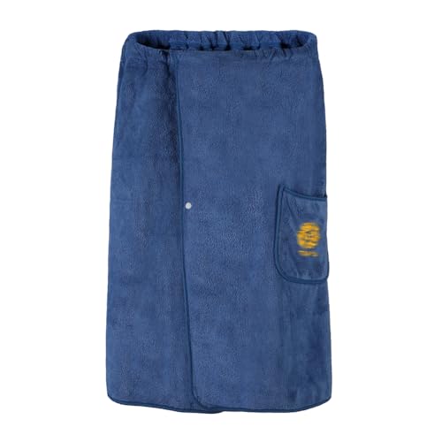 IBLUELOVER Paréo de Sauna Hommes Serviette de Bain avec Fermeture Bouton Robe Draps de Bain Élastique Sauna Jupe pour Plage Piscine Gym Sport Douche Peignoir Paréo en Microfibre Sèche Rapidement