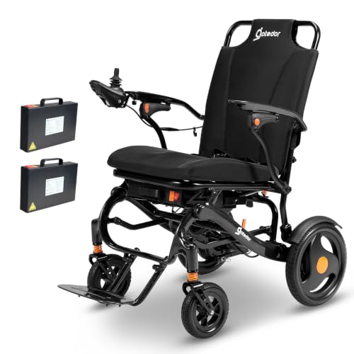 Image of Aotedor Carbon Fiber Electric Wheelchair for Adults,37 lbs Lightweight Foldable Power Chair,30 Miles Range with Dual Battery, All Terrain Airline Approved Motorized Wheelchair for Seniors Travel