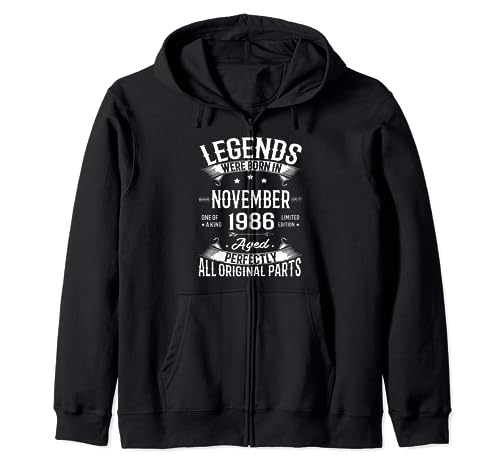 Legends Were Born in November 1986 Vintage Birth Of Birthday Sudadera con Capucha