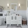 Vanity Art 48 Inch Single Sink Bathroom Vanity Compact Set 3 Cabinets 1 Shelf 8 Dove-Tailed Drawers Engineered Marble Top and Ceramic Vessel Sink Bathroom Cabinet with Free Mirror VA3124-48-W
