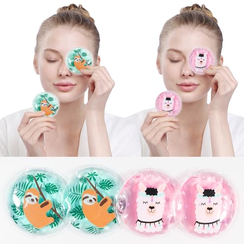 Image of Gel Ice Pack Reusable, Cooling Eye Pads and Patches, Hot and Cold Eye Pads - Soothing, Revitalizing, Puffiness, Refresh, Relieves Stress, Relax, Relieves Puffiness and Tension(2 Sloths+2 Alpacas)