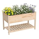 RTDTD Raised Garden Bed with Legs,47.2x23.6x30in Wooden Raised Garden Box with Bed Liners,Storage Shelf for Outdoor Garden, Patio, Elevated Wood Planter for Vegetables, Fruits, Flowers