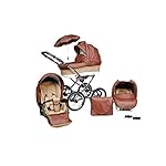 Retro Kinderwagen Classica Lux Luftreifen Chrom Sonnenschirm Set Autositz Brown 02 2in1 ohne Babyschale